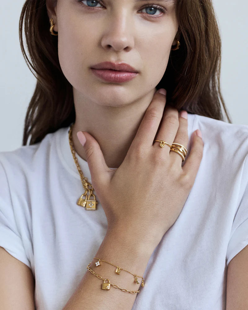 PROMISE OF US LOTUS PADLOCK BRACELET in 18k Gold Vermeil from By Charlotte