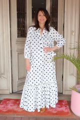 BALLET SKIRT | Polka Dot White + Navy