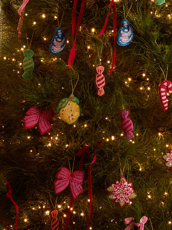 Christmas Decoration in Lemon Yellow Beaded by Bonnie and Neil