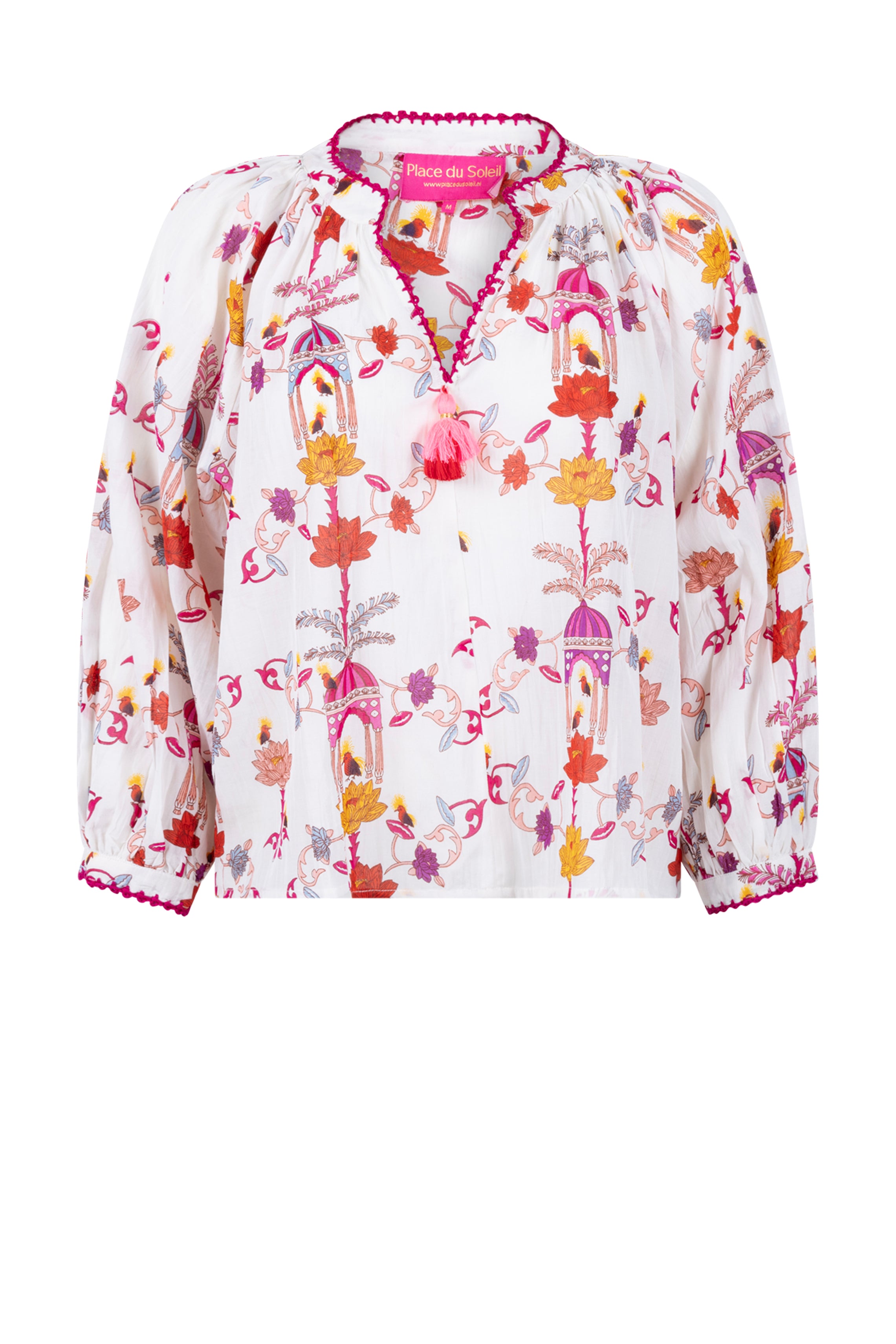BIRDHOUSE BLOUSE LONG SLEEVE in White by Place Du Soleil