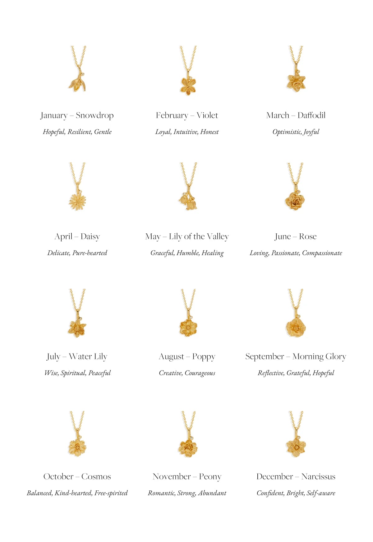 BIRTH FLOWER NECKLACE | GOLD - Darling & Domain