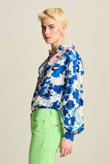 POM BLOUSE in Violet Crane Birds Blue from POM Amsterdam