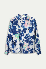 POM BLOUSE in Violet Crane Birds Blue from POM Amsterdam