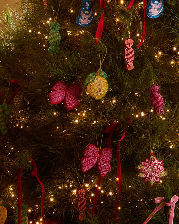 Christmas Decoration in Bow Pink Beaded by Bonnie and Neil