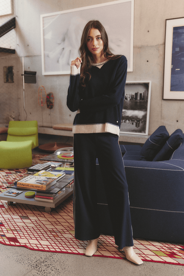 Alessandra BOYFRIEND SWEATER in Midnight Navy