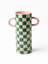 GRIFFE GREEN CHECK BUD VASE by Jones & Co