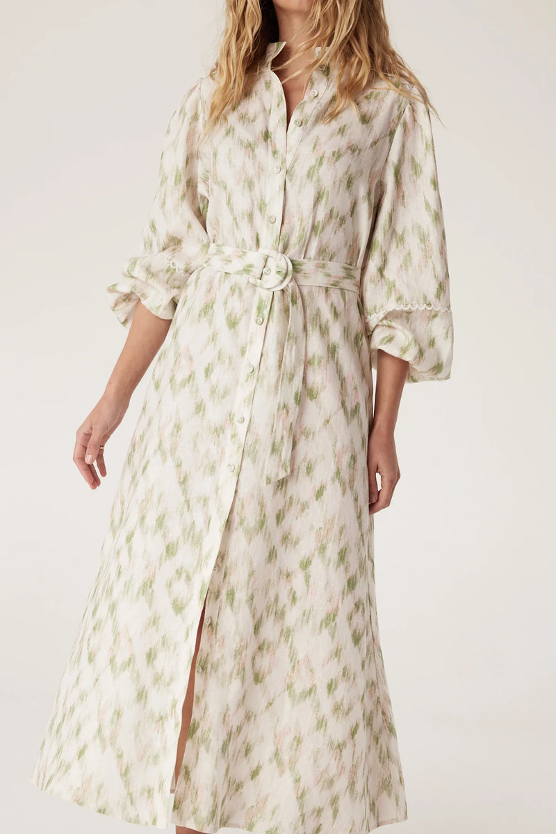 ADELINE LINEN DRESS | Ikat Print