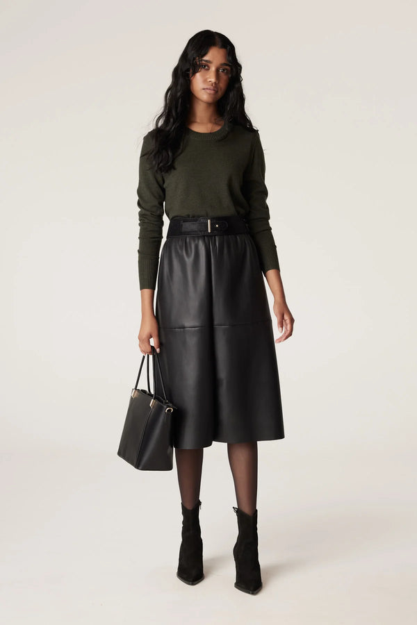 Cable Melbourne Arlo Vegan leather skirt in black available from Darling and Domain
