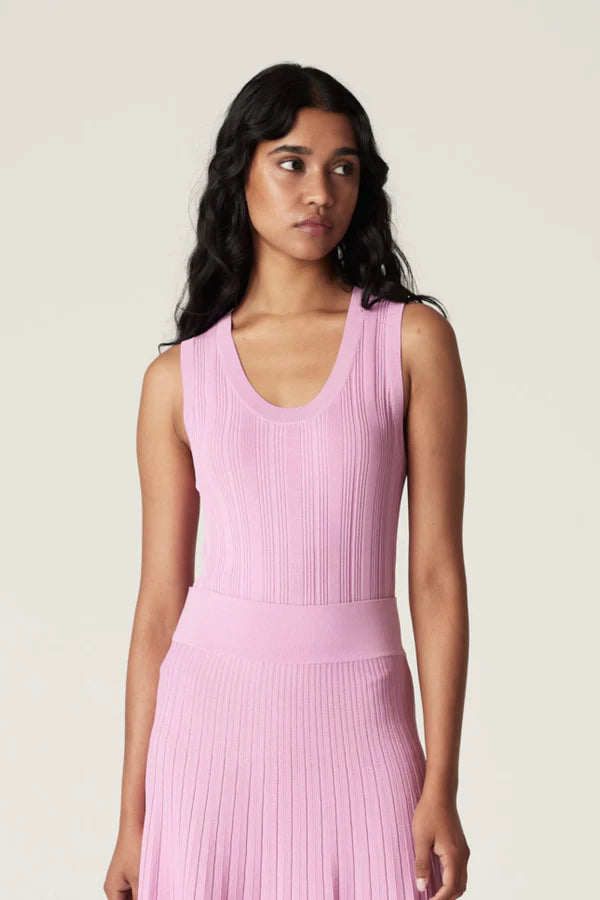 Cable Melbourne Crepe Rib Singlet in Musk Pink