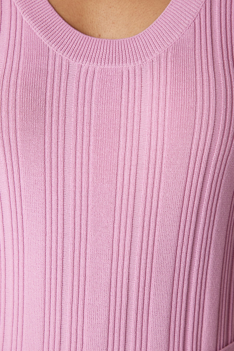 Cable Melbourne Crepe Rib Singlet in Musk Pink
