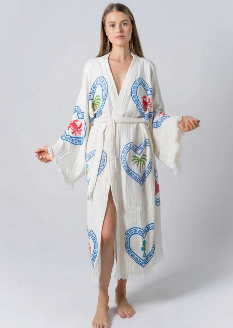 NATURAL LONG ROBE | Multi Motif