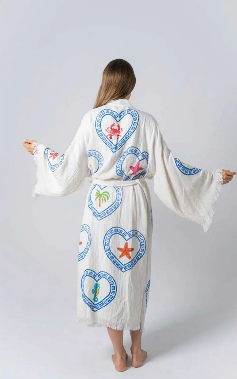 NATURAL LONG ROBE | Multi Motif