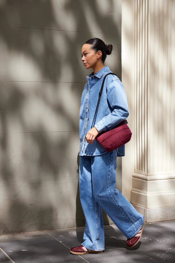 CLOUD STASH BASE CROSSBODY BAG in Burgundy by Base Supply