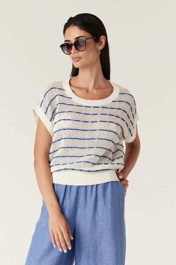 Coast Knit Top in Blue Stripe by Cable Melbourne