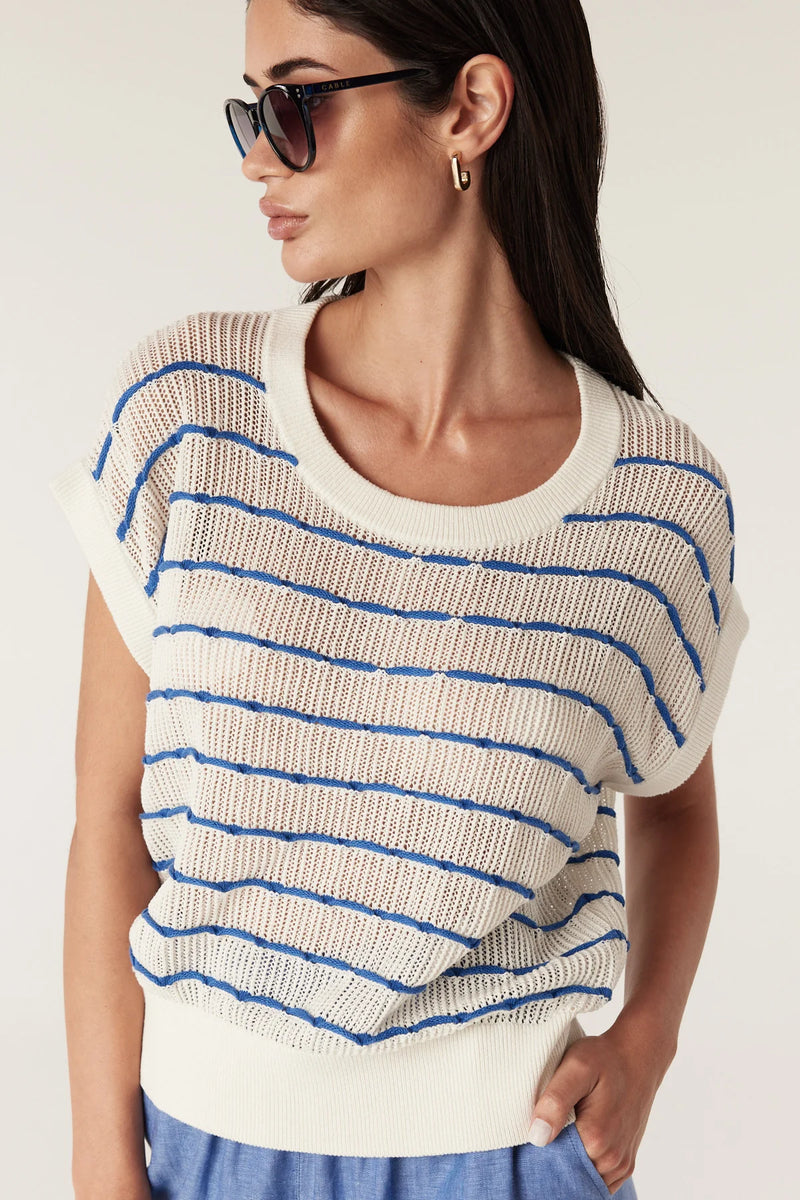 Coast Knit Top in Blue Stripe by Cable Melbourne