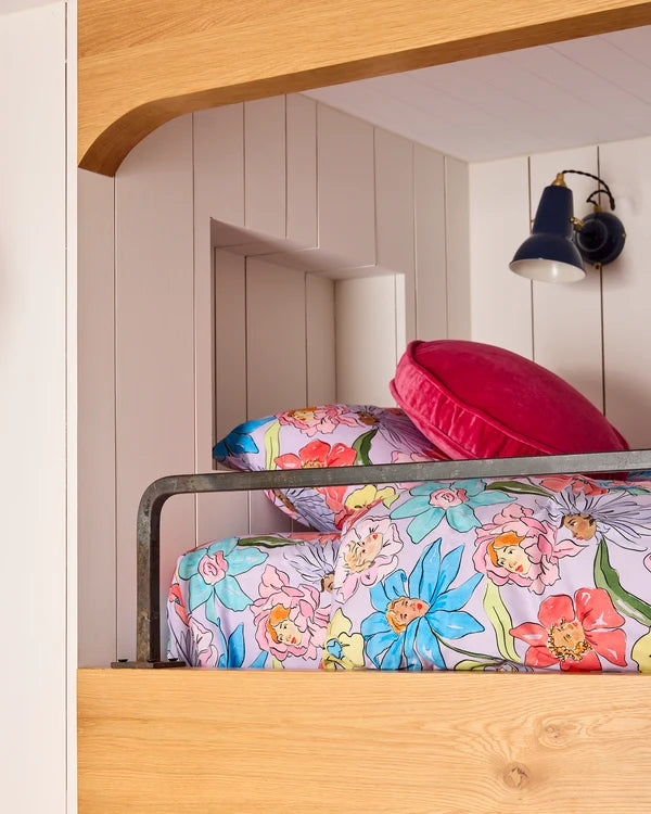 VELVET PEA CUSHION in Rhubarb from the amazing range of Kip & Co products