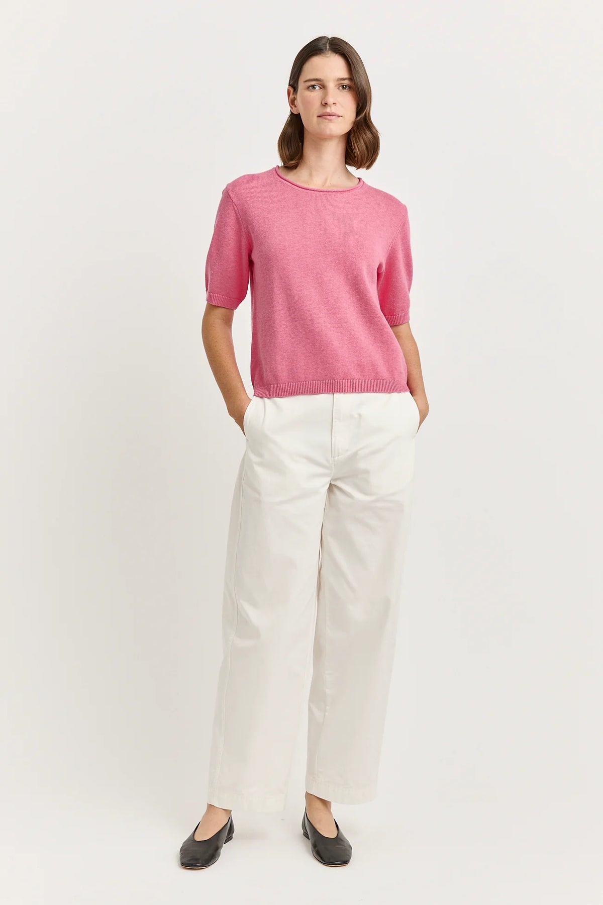 SHORT SLEEVE KNIT in Flamingo by Toorallie at Darling & Domain