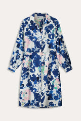 POM DRESS in Crane Birds Blue from POM Amsterdam