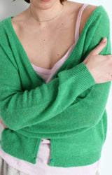 Dumy Cardigan DUM19A in Green Melange by American Vintage