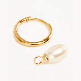 LIVE IN PEACE PEARL HOOP EARRINGS in Gold from By Charlotte