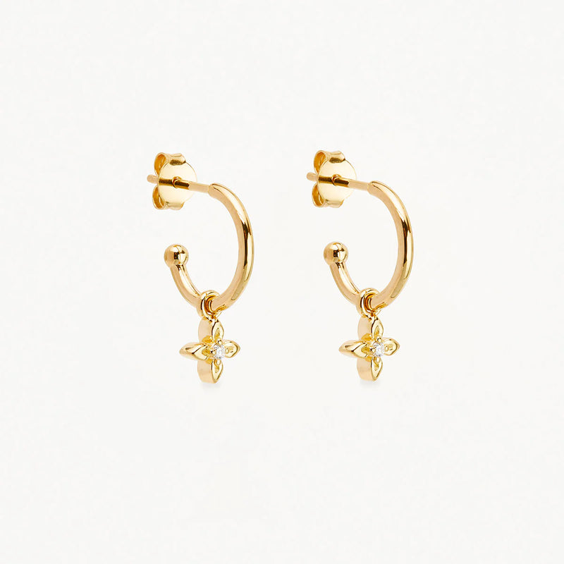 LIVE IN LIGHT LOTUS HOOP EARRING in Gold from By Charlotte