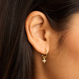 LIVE IN LIGHT LOTUS HOOP EARRING in Gold from By Charlotte