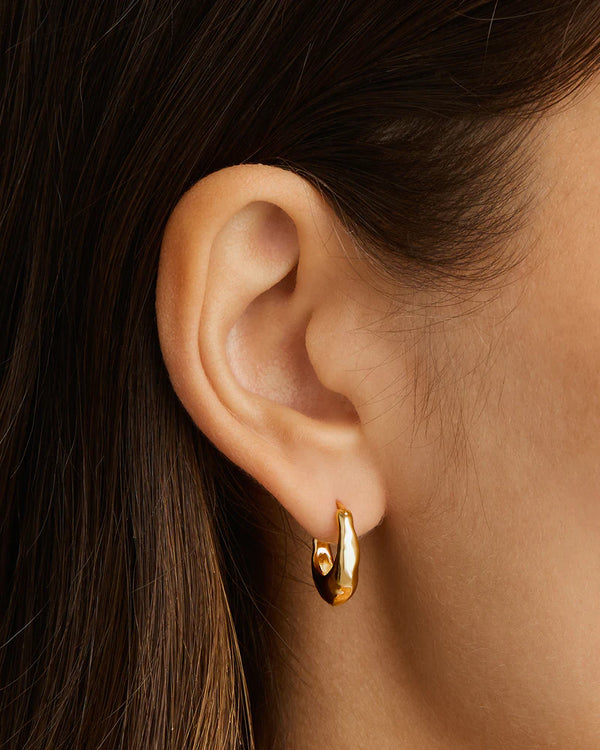 RADIANT ENERGY HOOPS SMALL in Gold from By Charlotte