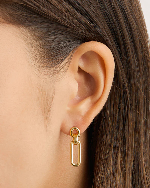 SHIELD HOOPS in Gold from By Charlotte