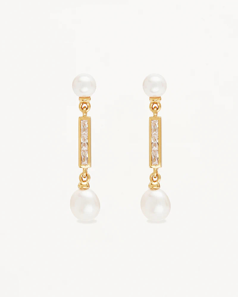 BREATHE PEARL DROP EARRINGS in 18k Gold Vermeil from By Charlotte