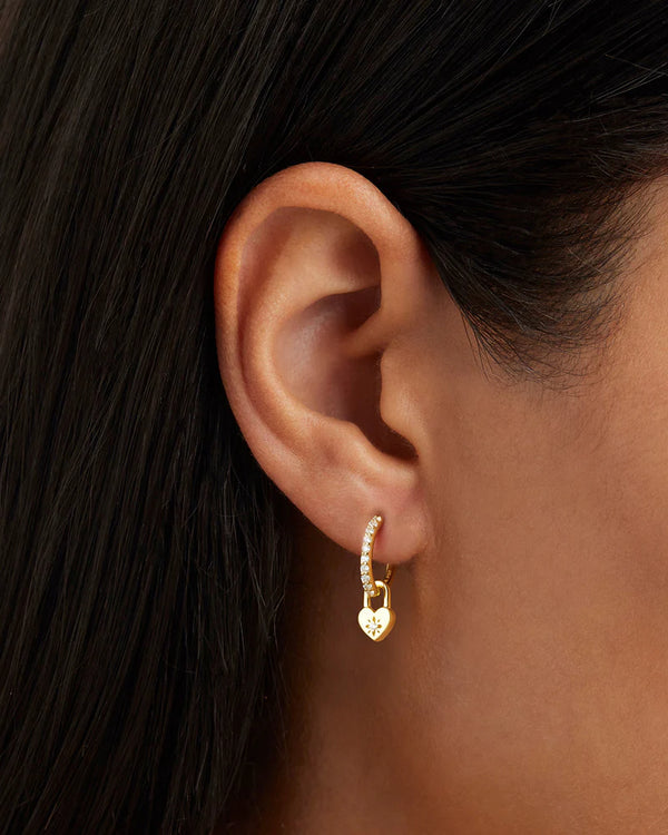 LOVE UNLOCKED PADOCK HOOPS in 18k Gold Vermeil from By Charlotte