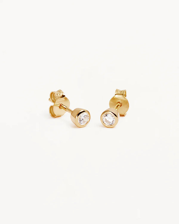 RADIANT CRYSTAL STUD EARRINGS in 18K Gold Vermeil from By Charlotte