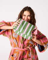 QUILTED COTTON TOILETRY PURSE in Cactus Stripe from the amazing range of Kip & Co products