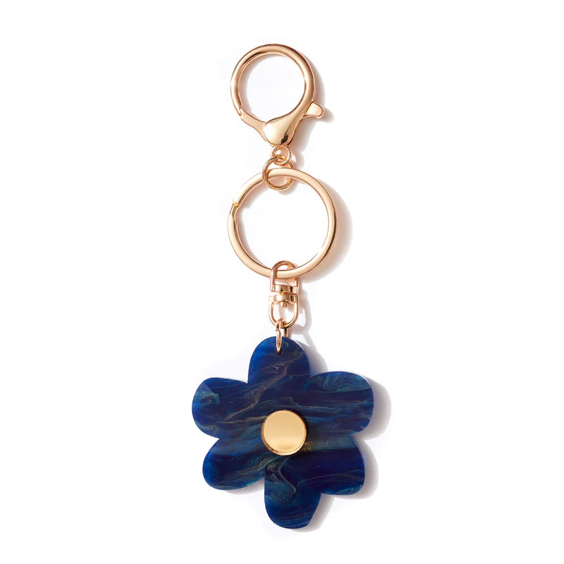 FLOWER KEY RING in Navy Blue + Gold by EMELDO