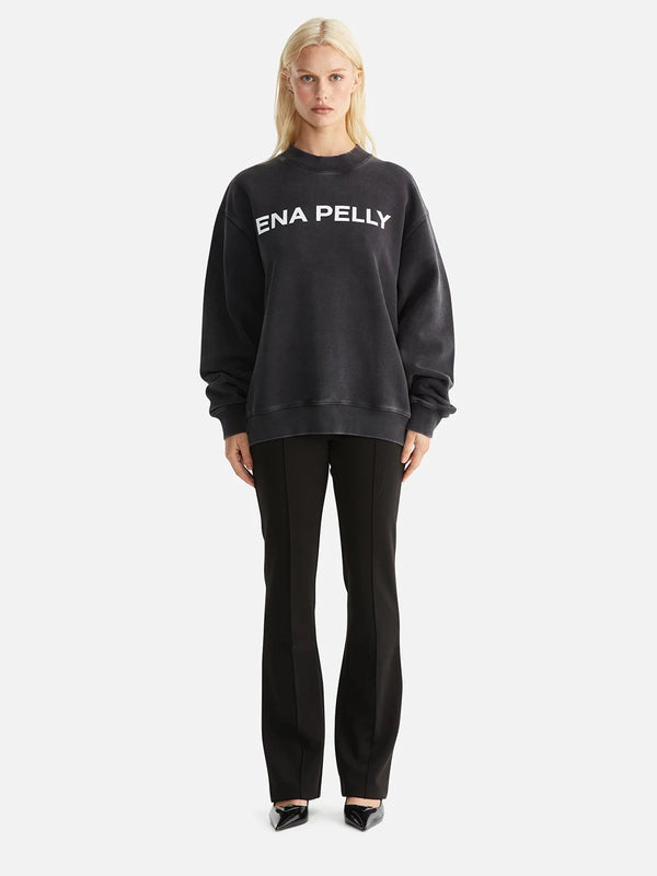 Ena Pelly Chloe Oversized logo sweater in vintage black available from Darling and Domain
