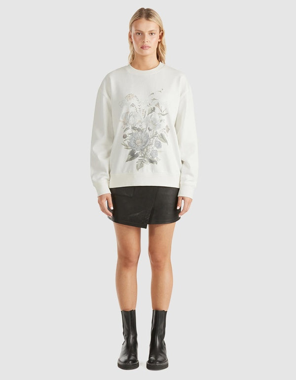 Ena Pelly Lilly oversized wildflower sweater in white available from Darling and Domain Perth