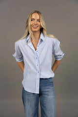 NALA STRIPE SHIRT in Blue Stripe by Humidity Lifestyl