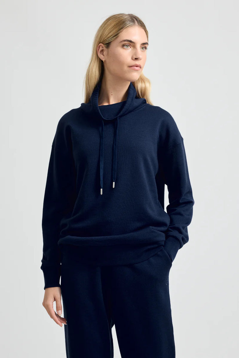 LOUNGE FUNNEL NECK in French Navy by Toorallie