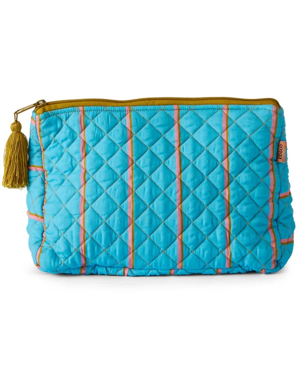 QUILTED COTTON TOILETRY PURSE in Aegean Stripe from the amazing range of Kip & Co products
