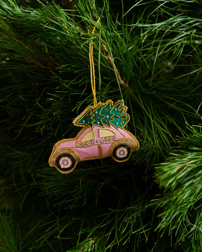 Festive Pink Car Christmas Decoration by Kip & Co