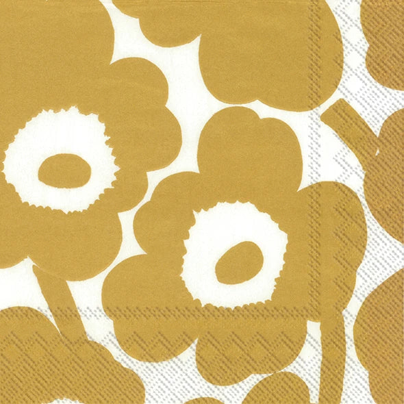 MARIMEKKO PAPER NAPKINS in Unikko White Gold by Marimekko at Darling & Domain