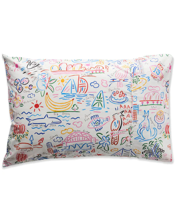 KIP & CO X KEN DONE COTTON PILLOWCASE in Animals + Icons from the amazing range of Kip & Co