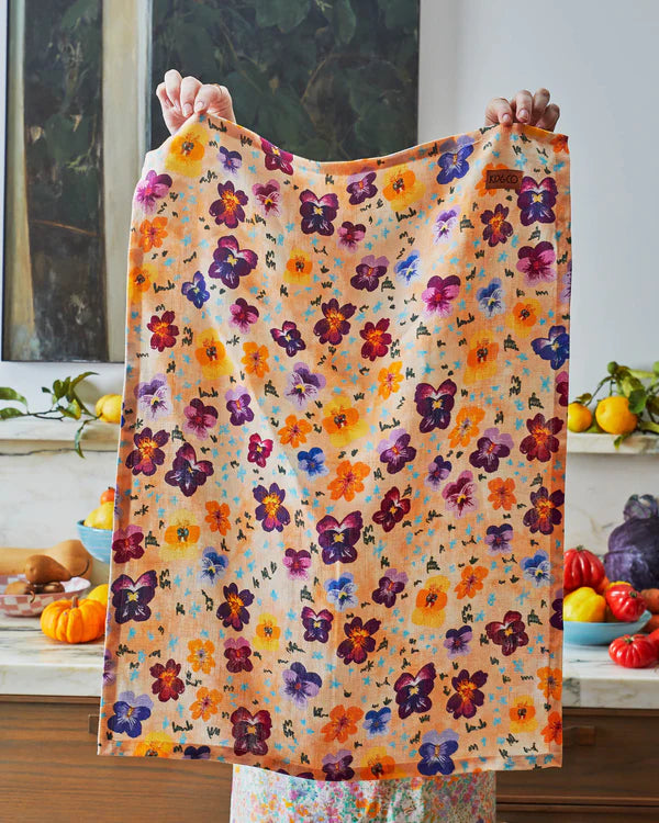 LINEN TEA TOWEL in Pansy from the amazing range of Kip & Co