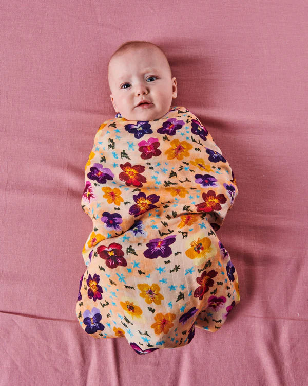 BAMBOO SWADDLE in Pansy from the amazing range of Kip & Co