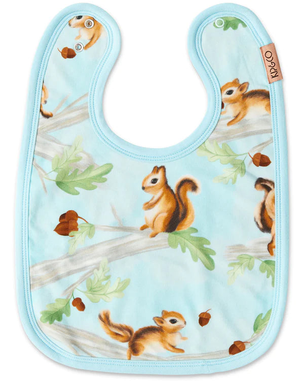 ORGANIC COTTON BIB in Squirrel Scurry from the amazing range of Kip & Co 