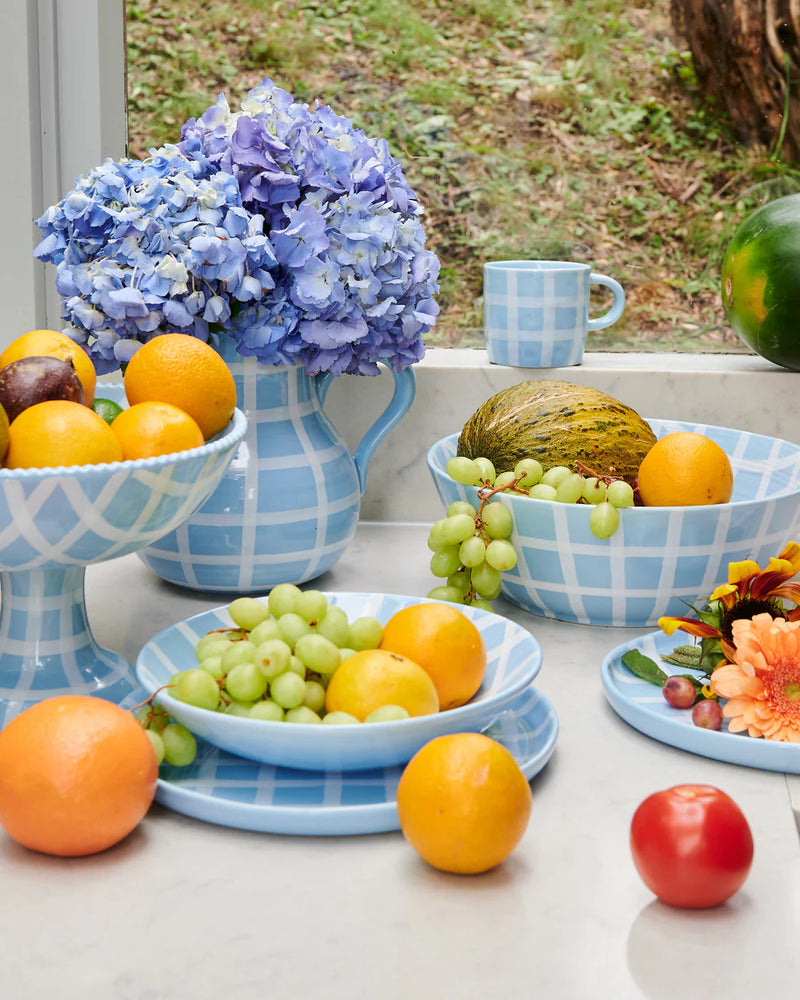 Kip & Co blue bird tartan fruit bowl available from Darling and Domain