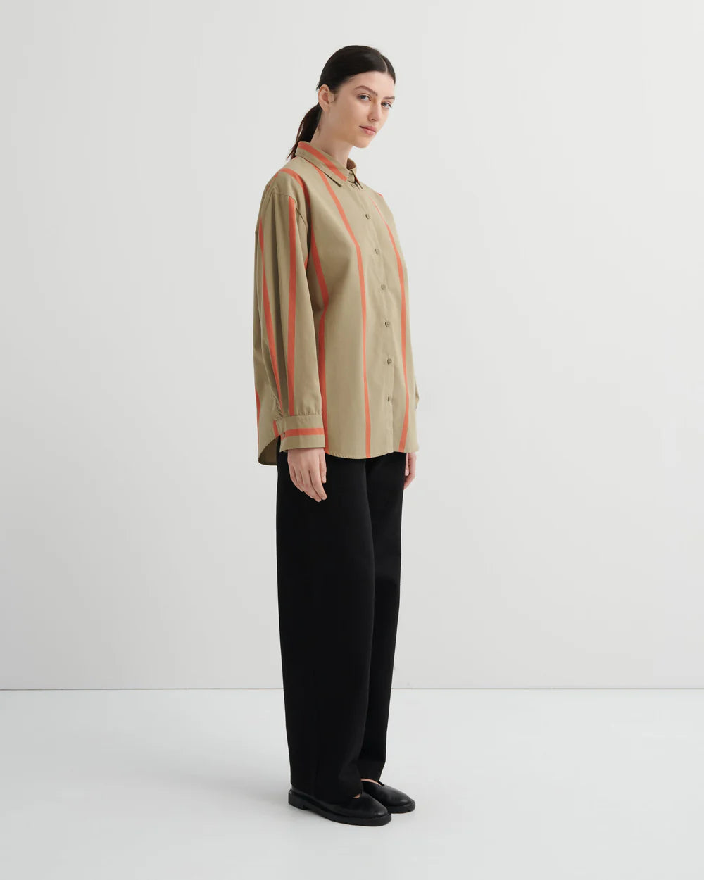 MAKER SHIRT in Nasturtium Stripe by Kowtow