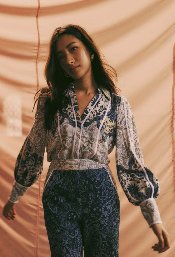LAGUNA LINEN ISCOSE SHIRT in Astral Print from Oncewas