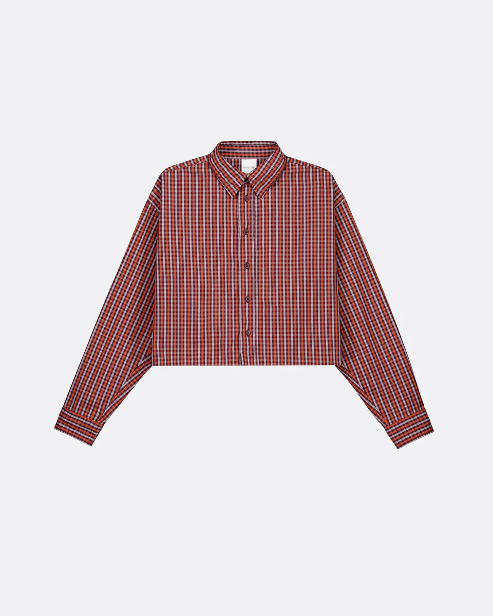 LAUREN SHIRT in Maroon Check by Kowtow
