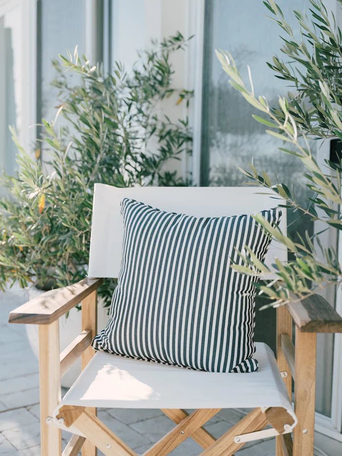 THE SMALL SQUARE THROW PILLOW | Laurens Navy Stripe