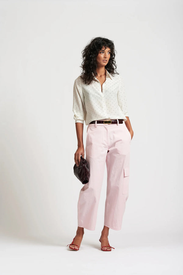 Le Dot Lightweight Silk Shirt in Off White by Le Stripe